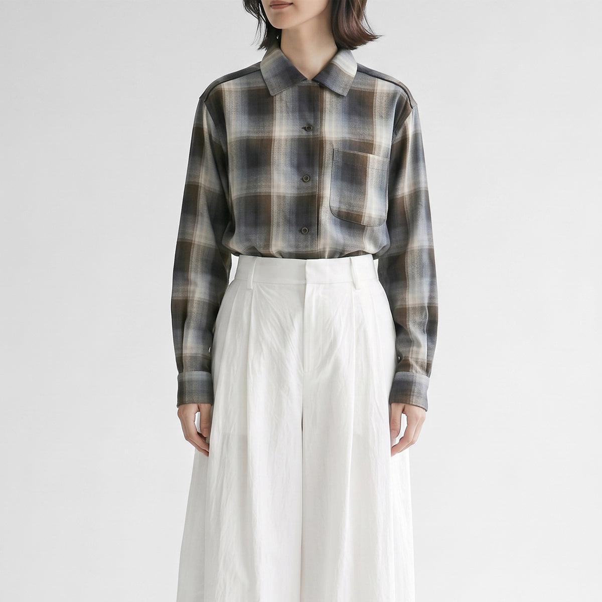 26AW SARAHWEAR オンブレチェック オープンカラーシャツ C53110
