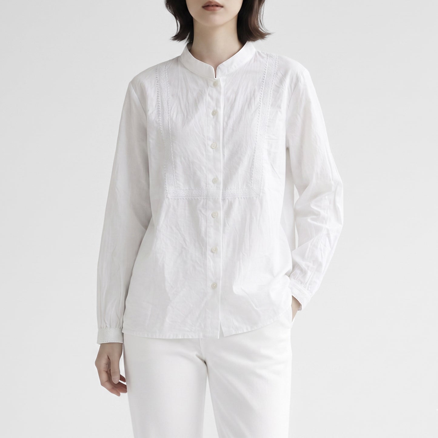 26AW SARAHWEAR ＜Ronan＞シャンブレースタンドカラーシャツ C53122
