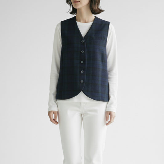 25AW SARAHWEAR コットンウールダークチェックベスト C1136