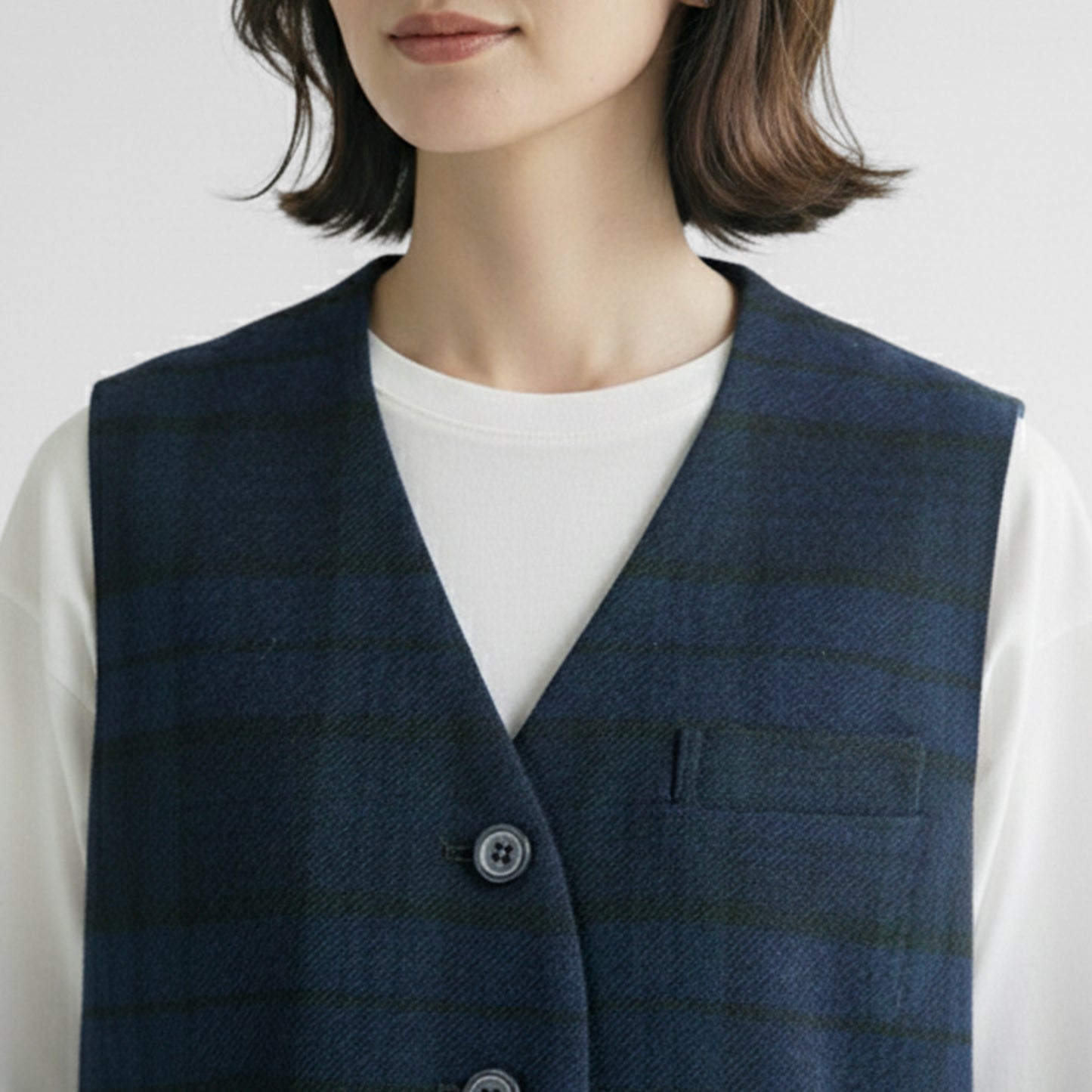 25AW SARAHWEAR コットンウールダークチェックベスト C1136