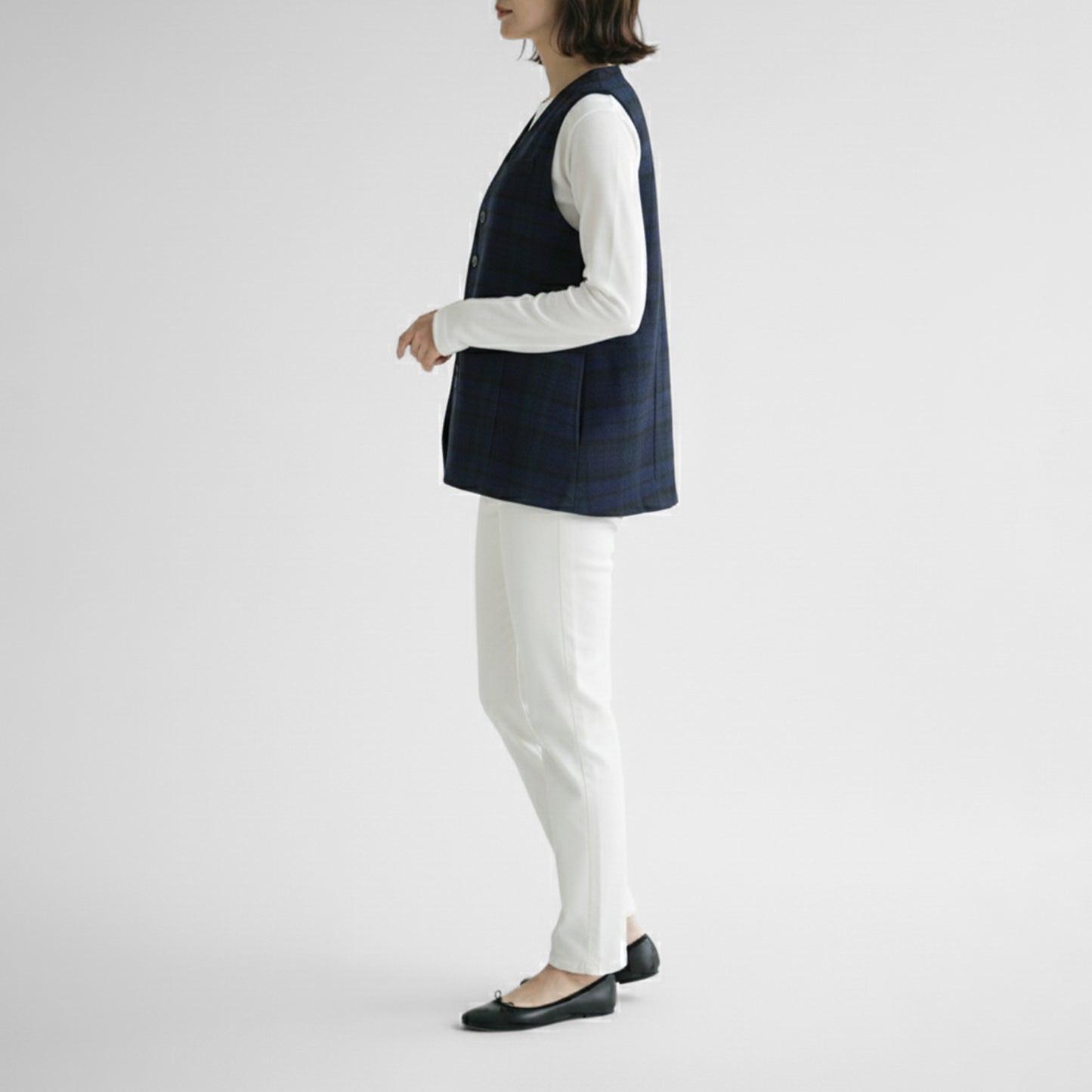 25AW SARAHWEAR コットンウールダークチェックベスト C1136
