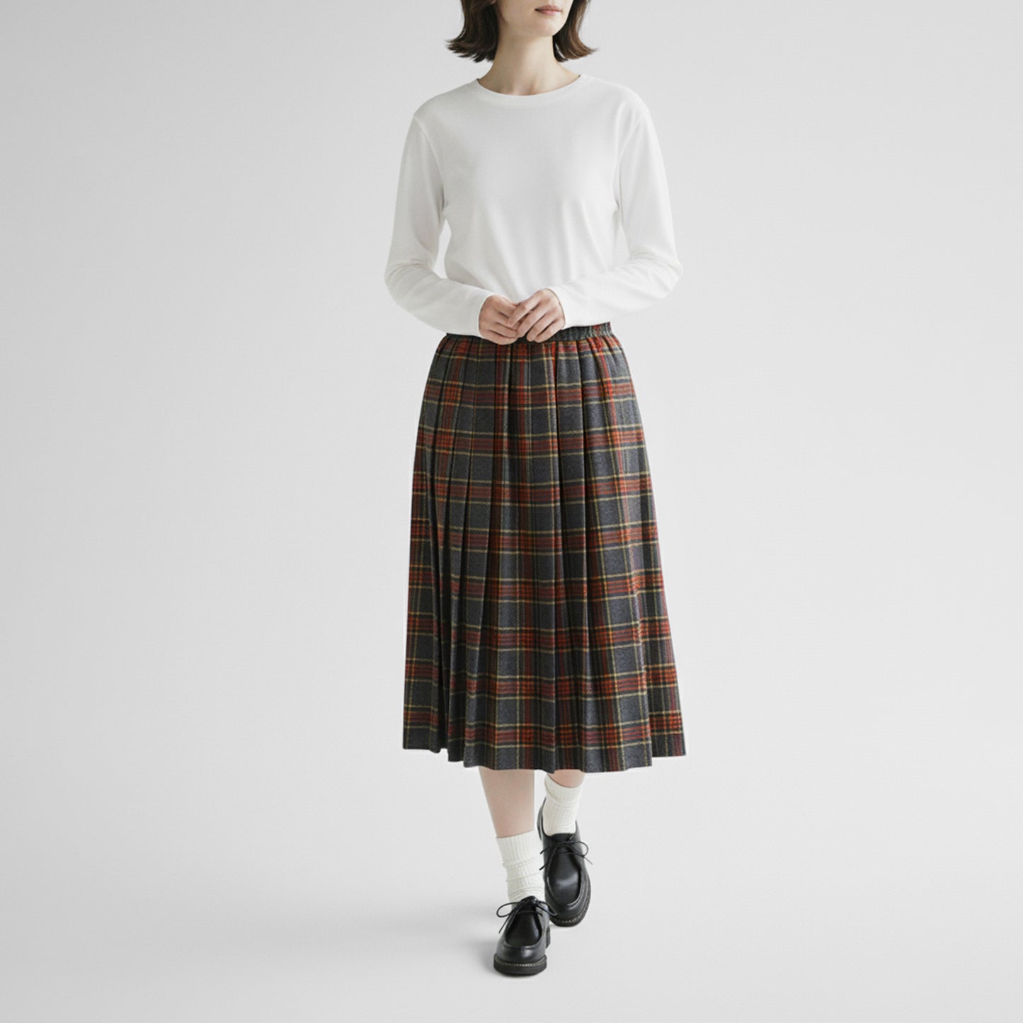 25AW SARAHWEAR ＜Hanna＞ウーステッドタータンプリーツスカート C21652