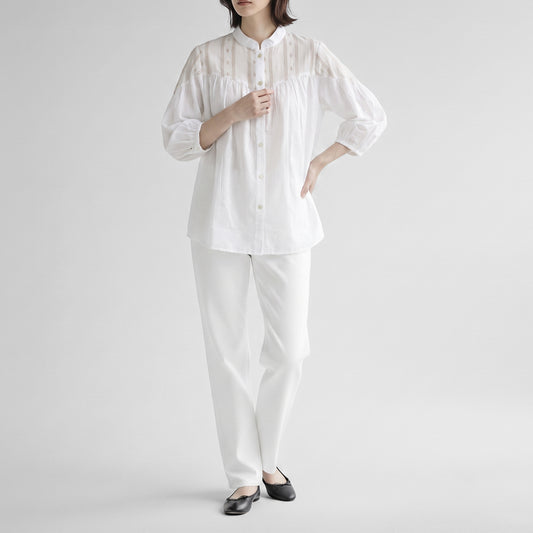 26AW SARAHWEAR ＜Lily＞プレーンローン×エンブロイダリーボイルローン ブラウス C53140