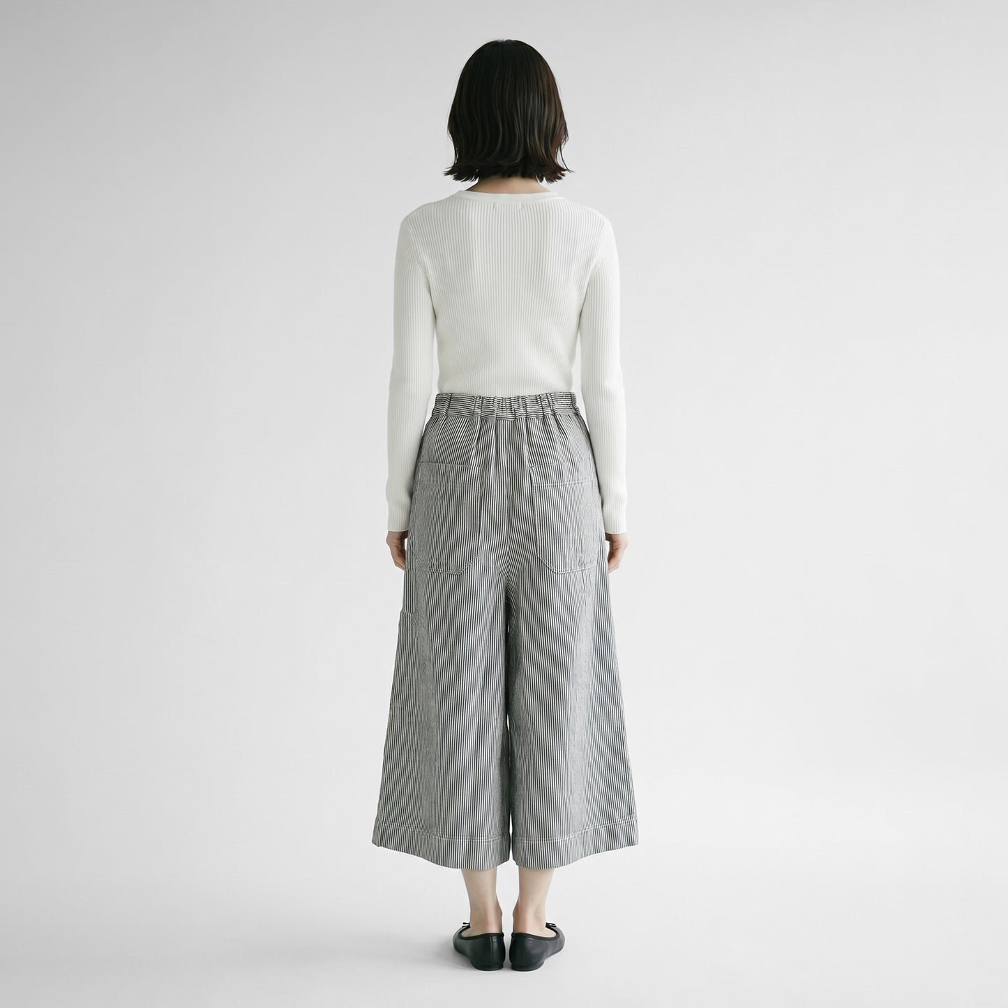 26SS SARAHWEAR   ＜Kyoko＞リネンコットン ヒッコリーストライプ キュロットパンツ C30616