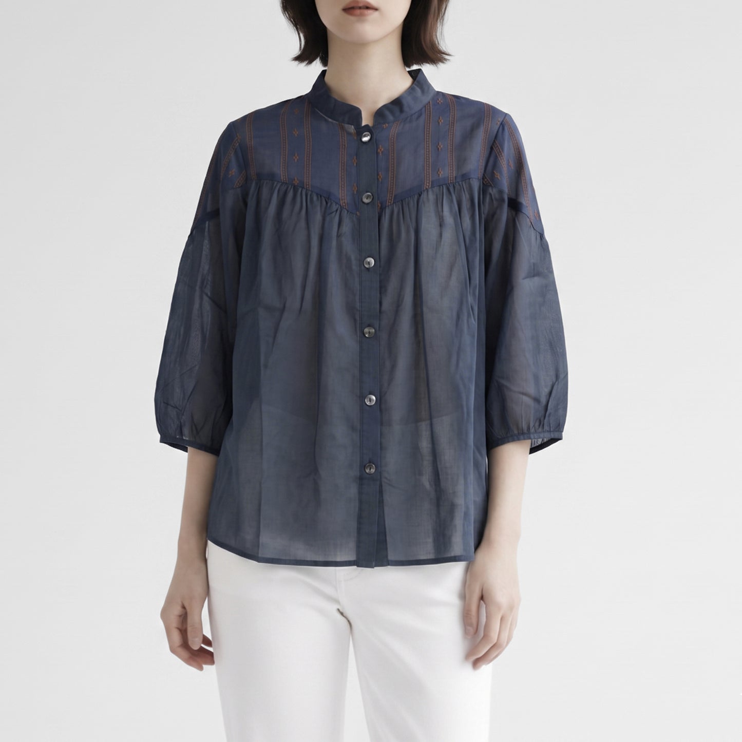26AW SARAHWEAR ＜Lily＞プレーンローン×エンブロイダリーボイルローン ブラウス C53140
