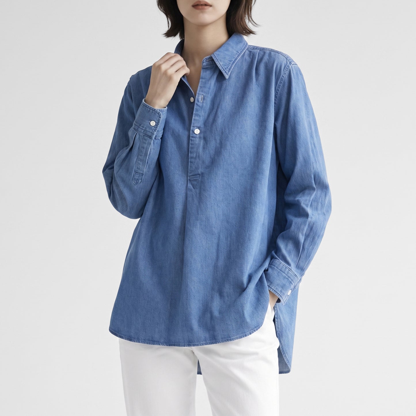 26AW TICCA デニムシャツチュニックプルオーバー TBFA-132