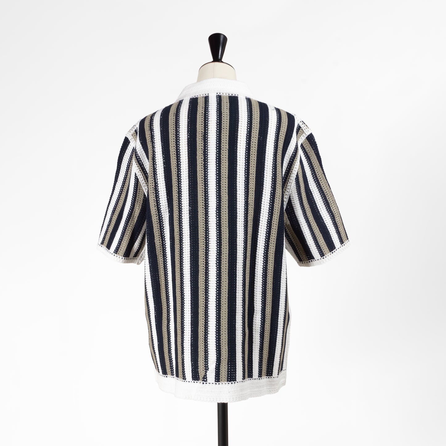 26SS Wax london ストライプクロシェ ポルトシャツ SS26-KNT-PRT-CCC-EBK